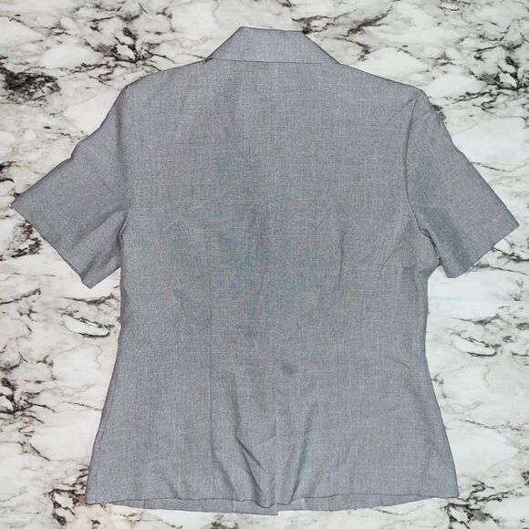 Pride & Joy | Vintage Button Down Blouse Short Sleeve | Grey | Women | 10P - Picture 5 of 7